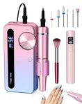 Electric Nail File, Atopskins Cordless Nail Drill with UV Lamp, 35000RPM Professional Nail Drill Kit, 6 Nail Drill Bits Included, Nail Drill for Gel Nails at Home and Salon