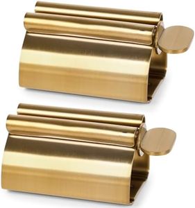 LOVEINUSA 2PCS Toothpaste Squeezers, Stainless Steel Toothpaste Squeezer Matte Gold Toothpaste Dispenser Metal Tube Wringer