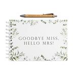 Goodbye miss hello mrs hen party guest book and wooden keepsake pen | hen party accessories | kiss the miss goodbye | hen do accessories | team bride gifts