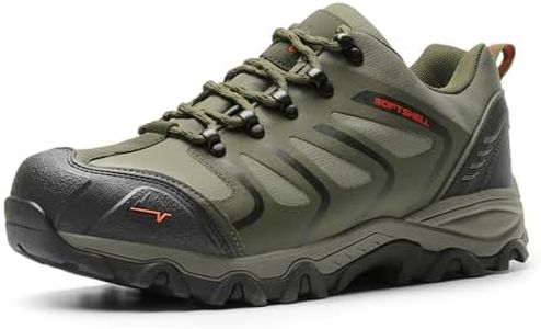 NORTIV 8 Men's Low Top Waterproof Hiking Shoes Trekking Trails Outdoor Work Shoes Army Green Black Orange US Size 9.5 Wide 160448_Low-W Armadillo