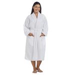 Boca Terry Women's Robe, Luxury Microfiber Bathrobe, Long Hotel Spa Robes for Women, 4X - White