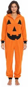 Just Love Onesie Adult Halloween Costumes for Women Adult - Comfortable Fleece Fabric with Cozy Hooded Pumpkin Costume - Perfect for Halloween Costume Themed Party, X-Small
