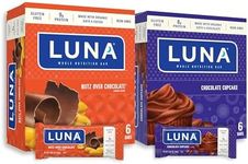 LUNA Bar - Variety Pack - Nutz Over Chocolate and Chocolate Cupcake - Gluten-Free - Non-GMO - 8-9g Protein - Made with Organic Oats - Low Glycemic - 1.69 oz. (12 Count)