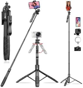 WeCool S5 Selfie Stick with Tripod Stand, 6section Telescopic Pole with 62in/158cm Long Stick, Ultimate Stability with 360° Rotating Handle & Reinforced Tripod Stand, Selfie Stick for Photos &Vlogging