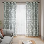 ColorBird Grey Linen Bedroom Curtains 63 Inch Length,2 Panel Sets Geometric Circle Printed Grommet Curtains for Living Room,Farmhouse Window Drapes for Dining Room Closet