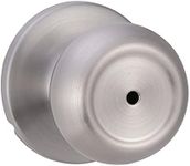 Amazon Basics Privacy Door Knob With Lock, Coastal, Satin Nickel