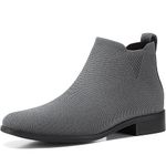 Bacia Chelsea Boots Women Fashion Fall Sock Womens Ankle Boots Low Heel Short Booties Square Toe Grey 7 US