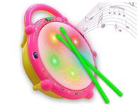 WireScorts Flash Drum with 3D Lights and Music Multi Color for 1 2 3 4 Year Old Boy Girl