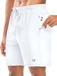 NORTHYARD Men's Athletic Running Shorts with Zip Pockets Workout Lightweight Sports Hiking Tennis Gym 7" Quick Dry Shorts White L