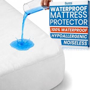 Sures Waterproof Mattress Protector - California King Size Bedsheet - Fitted Machine Washable Bed Sheet -Vinyl Free Bedwetting Cover Pad - for Kids, Adult, Elderly