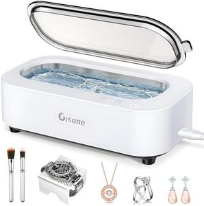 Gisaae Jewelry Cleaner, 48kHz Professional Ring Cleaner with 2 Modes, 12oz Jewelry Cleaner Ultrasonic Machine for Glasses, Watch Band, Retainer, Denture, Razor, Silver