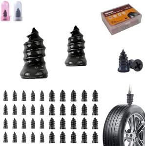 VIKTONIK Tire Repair Rubber Nails Kit–Screw in Tire Plugs, Vacuum Spiral Screws, No Jack Flat Tire Tool for Car/Truck/SUV/Motorcycle/Tractor/ATV/Bicycle – Universal Plugs with Box, 2 Sizes (40)