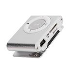 Drumstone 【Summer Season Offer Deal with 15 Years Warranty】 MP3 Player, Back Clip USB Aluminum Alloy Music Player Support Memory Card for Workout Sports Outdoor 250mAh (Silver)