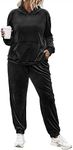 IN'VOLAND Womens Plus Size Tracksuit Set Velour 2 Piece Joggers Pullover Sweatshirt and Sweatpants Outfit 4X