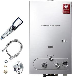 ECUTEE 18L 36KW Scaldabagno a gas di petrolio liquefatto Scaldabagno a gas propano/GPL, Scaldabagno istantaneo senza serbatoio con kit doccia, Per docce da esterno, argento
