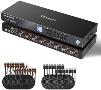 TESmart 8K@60Hz 8 Port KVM Switch Dual Monitors HDMI+DP, USB 3.0 Rackmount KVM Enterprise-Grade EDID Emulator | Button&Hotkey Switch | RS232 | HDCP 2.3 | IP Control | with 8 Pcs 5ft KVM&DP Cable
