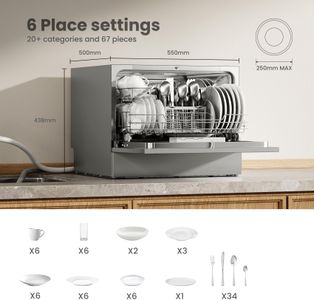 COMFEE Tabletop Dishwasher – Compact Silver Countertop Dishwasher
