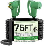 POWGRN 30 Amp RV Extension Cord 75 