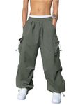 GRECIILOOKS Regular Fit Cotton Trousers Baggy Pants Cargos for Men (GL-TP-1086_Green_S)