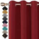 Thermal Insulated Blackout Ring Top Eyelet Curtains for Bedroom windows 2 Panels (66 x 54 Inch, Red)