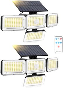 Solar Outdoor Lights, IP65 Waterproof Motion Sensor Outdoor Lights with Remote Control, 4 Heads Solar Flood Lights for Garden Patio Yard - 2Pack