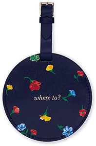 Kate Spade New York Round Vegan Leather Luggage Tag, Durable Suitcase ID Tag, Garden Toss