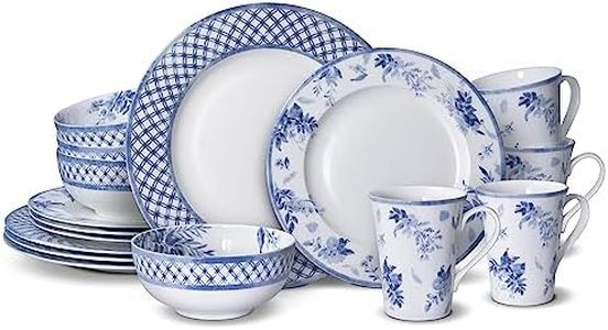 Mikasa Kiley Chip Resistant 16 Piece Dinnerware Set, Service for 4,Blue and White