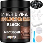 Leather Recoloring Balm Black Repair Kit Leather Dye Vinyl Car Interior Leather Seat Paint Furniture Couch Recliner Chair Boots Jacket Shoes Handbag Purse Belt Color Restorer Fade Wear Scratch Remover