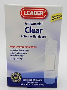 LEADER Adhesive Bandages Clear One Size 30 Count Per Box.