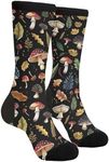 FUNCOOLCY Forest Mushroom Fern Leaf Socks For Men Women Funny Novelty Crew Socks Gifts