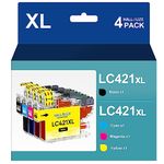 LC421XL LC-421XLVAL Ink Cartridges Value Pack for Brother LC421 LC-421XL Multipack Cartridges for Brother DCP-J1050DW DCP-J1140DW MFC-J1010DW (LC421XL Black, LC421XL Cyan, LC421XL Magenta, LC421XL