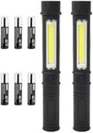 LED Portable Worklight Magnetic Flashlight,Unique Cool Gadget Tool for Men Dad Him Gift Idea,Pocket Battery COB Work Lamp Torch for Automotive,Grill,Camping,Emergency (2 Pack,Black,Batteries Included)