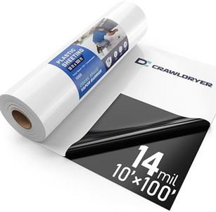 Crawl Space Vapor Barrier - 14 mil 10' x 100', Vapor Barrier for Crawlspace Encapsulation kit, Vapor Barrier Plastic Material, Crawlspace Liner, Heavy Duty Plastic sheeting, Black and White Panda Film