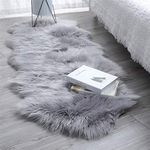 SXYHKJ Faux Sheepskin Rugs, Soft Fluffy Faux Chair Cover Hairy Washable Carpet Non Slip Mats for Chair Bed Sofa Floor with Extra Long Wool (gray, 60x160cm)