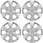 BDK KT-1008-15 Silver Hub Caps (Wheel Covers) for Toyota Yaris 15” – Four (4) Pieces Corrosion-Free & Sturdy – Full Heat & Impact Resistant Grade – OEM Replacement