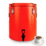 Red Insulated Beverage Cooler -Ice and Hot Drink Dispenser with 304 Stainless Steel Interior and Spout (25L/6.5 Gallon)