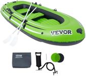 VEVOR Inflatable Boat, 5-Person Inflatable Fishing Boat, Strong PVC Portable Boat Raft Kayak, 45.6" Aluminum Oars, High-Output Pump, Fishing Rod Holders, and 2 Seats, 1100 lb Capacity for Adults, Kids