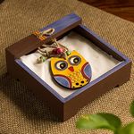 ExclusiveLane Owl Motif Wooden Tissue Paper Holder for Table Kitchen Napkin Stand & Napkin Holders for Dining Table (Multicolour) (EL-005-455)