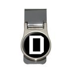 Letter D Initial Black White Money Clip