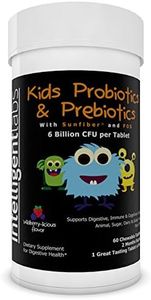 Best 6 Billion CFU Kids / Children's Probiotic with Prebiotics Best Kids Probiotic on Amazon With Prebiotics (Sunfiber & Fos) for 10x More Effectiveness One A Day Chewable Probiotic Kids Will Love The Great Taste 2 Months Supply Per Bottle