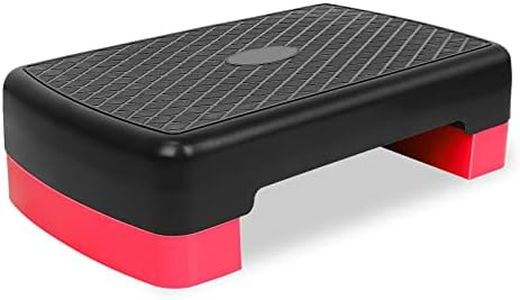 FUNJEPE Stepper à 2 niveaux réglables en hauteur pour entraînement d'aérobic et fitness avec 2 rehausseurs réglables de 10 à 15 cm (rouge)