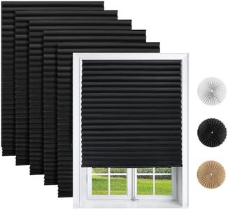 Changshade 6 Pack Temporary Shades, Pleated Paper Blinds for Indoor Windows Cut to Size Adhesive Paper Shades No Tools No Drilling for Office, Bedroom, Living Room, 48" W x 72" H, Black