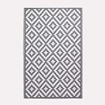 HOMESCAPES White & Grey Outdoor Rug for Garden or Patio 100% Recycled Plastic 150 x 240 cm Lightweight Waterproof Geometric Garden Rug Aztec Design “Zoe” Woven Floor Mat for Indoor & Outdoor Use