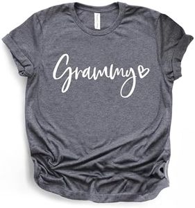 ROKO CLOTHING Grammy Shirts Funny Grandma Letter Printed Short Sleeve Gifts Graphic Tees for Women, Men, Unisex Heather Dark Grey, Large