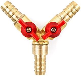 QWORK 3 Way Hose Connector Splitter Brass and Zinc Alloy 10mm Ball Valve T Hose Connector for Carpenter's Faucet Air Water Gas 1 Piece