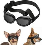 Lewondr Dog Sunglasses Small Breed Dogs Goggles UV Protection,Goggles for Small Dogs Eye Wear Protection with Adjustable Strap Windproof Anti-Fog Sunglasses for Small Dogs Doggy Doggie Glasses,Black