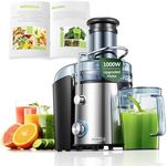 Juicer Machines, FOHERE 800W Juicer Whole Fruit and Vegetables, Quick Juicing Easy to Clean, 75MM Large Feed Chute, Dual Speed Setting and Non-Slip Feet, Silver
