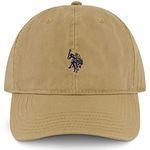 U.S. Polo Assn. Small Pony Logo Baseball Hat, Washed Twill Cotton Adjustable Cap, Khaki, One Size