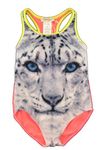 Jessica Simpson Little Girls' Two Piece Snow Leapord Swim Suit, 2T