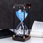 Large Sand Timer, Hourglass Timer 60 Minutes,Vintage Wooden Hour Glass Timer,Modern Home Kitchen Office Decoration (Blue)